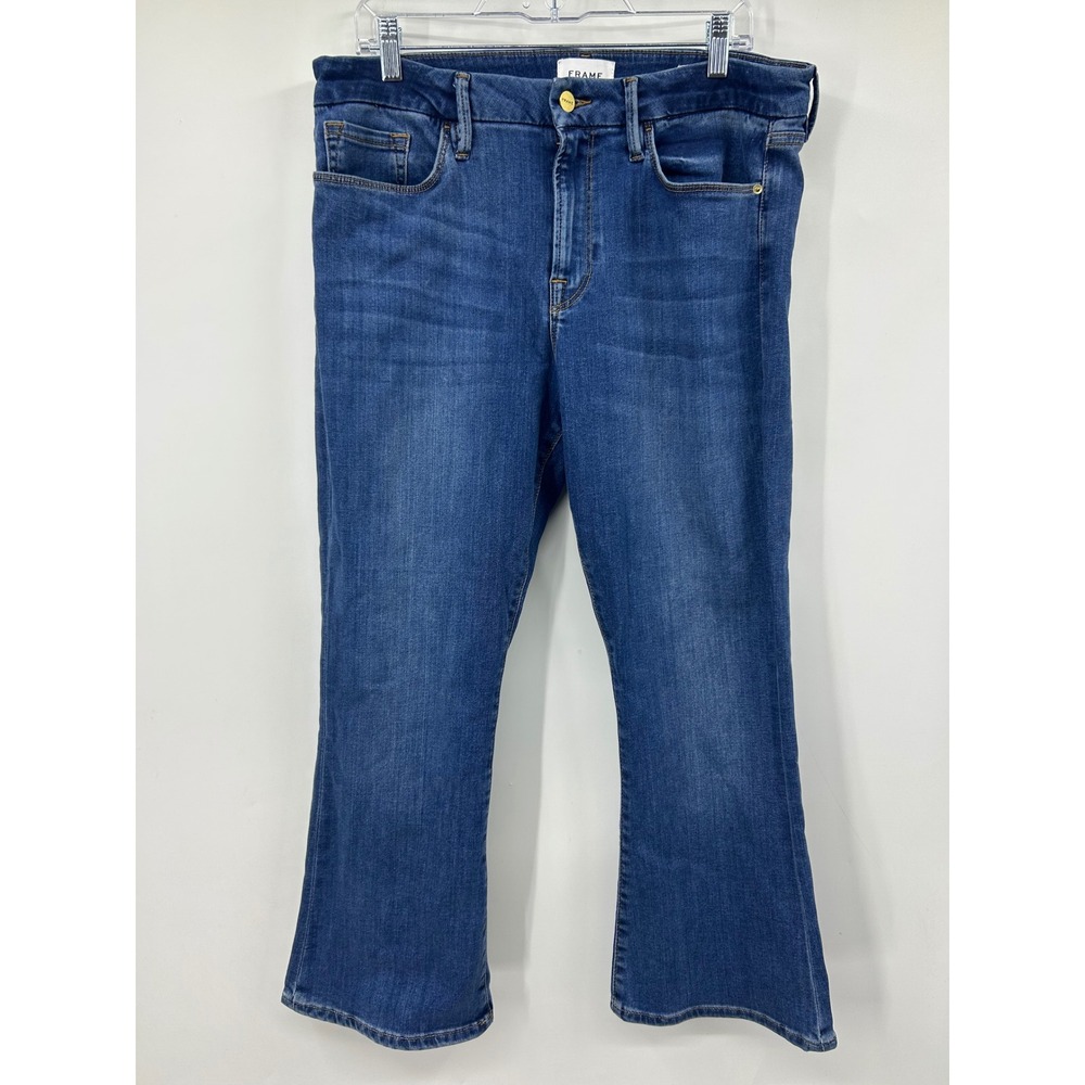 FRAME Le Crop Mini Boot Jeans Medium Wash Blue Denim Size 33